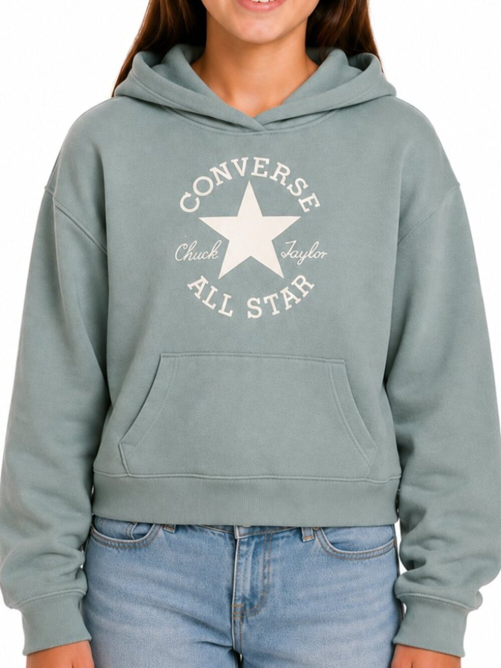 Converse All Star Hoodie Youth Large (10/12) Blue/Green Pullover Sweatshirt NWOT